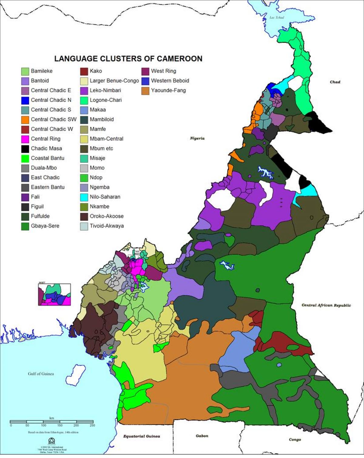Kaart Kamerun keel