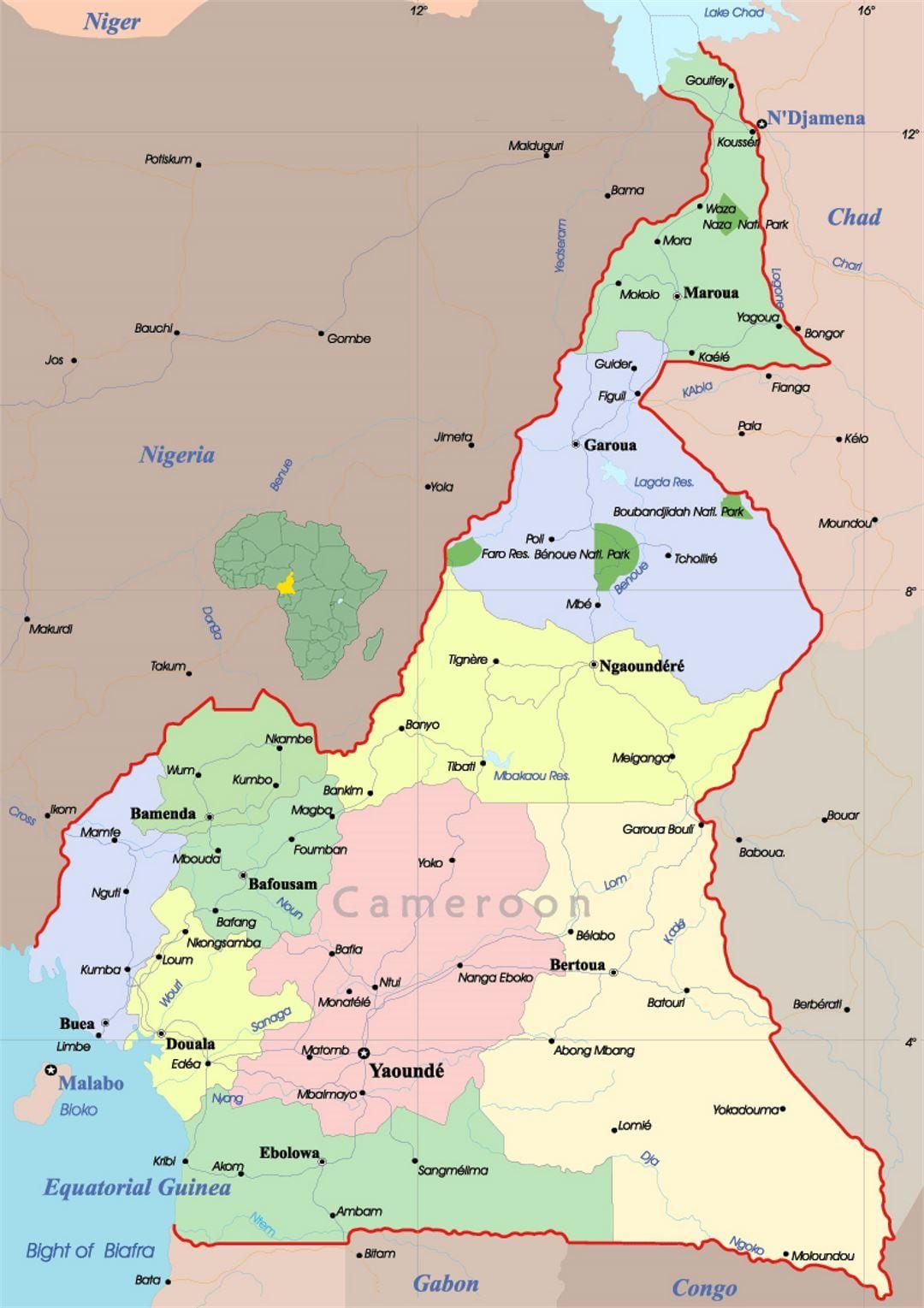 Kamerun on aafrika kaart